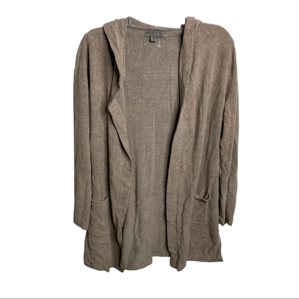 Barefoot Dreams Size Medium CozyChic Ultra Lite Hooded Resort Cardigan Brown